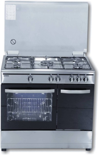 Cocina ROMMER 5 Fuegos Inox Horno Gas Triple Corona CH906XFGPBI