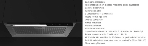 Campana Integrable Teka GFI 67350 EOS Inox 60cm 750m3/h 113110002