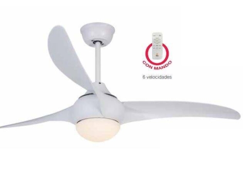 Ventilador Techo FM DC 132 cm Luz LED 6 Velocidades Blanco VT1300L