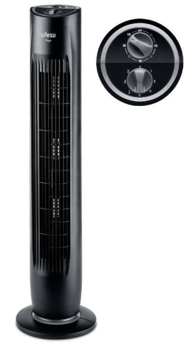 Ventilador de Columna UFESA 45W con 3 Velocidades Temporizador y Oscilación RIGA