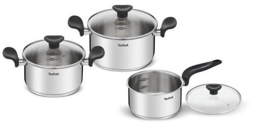 Batería de Cocina Tefal Primary 6 Piezas en Acero Inoxidable para Inducción E308S674