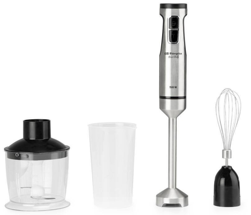 Batidora de Mano 1500W Acero Inox Turbo con Vaso Picador ORBEGOZO BT5015