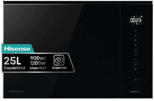 Microondas Integrable Cristal Negro 25L con Grill HISENSE BIM325GI63DBG