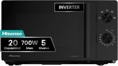 Microondas Hisense 20L Negro con Tecnología Inverter H20MOBP1HI