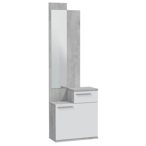 Mueble Recibidor con Espejo color Cemento y Blanco Artik KAREN 016745L