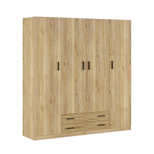 Armario de Dormitorio 4 Puertas y 2 Cajones en Melamina RAPID Mauvella-rayas C029RPDA4P2C MVR