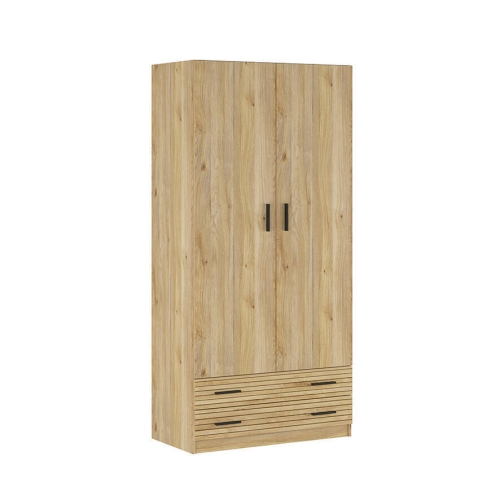 Armario de Dormitorio 2 Puertas y 2 Cajones en Melamina RAPID Mauvella-rayas C029RPDA2P2C MVR