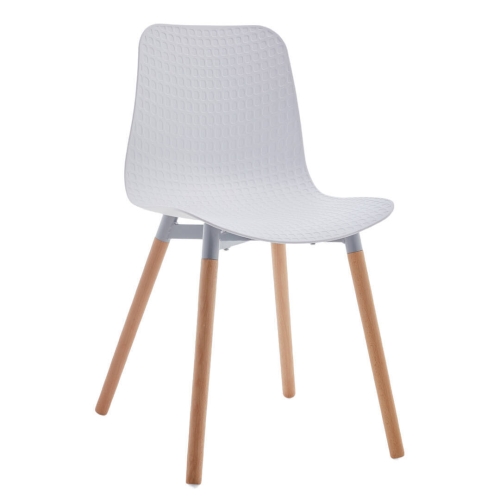 Silla Blanca de Polipropileno con Patas de Madera MIRIAM