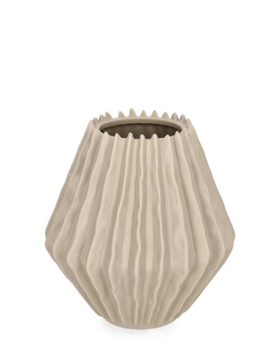 Florero Decorativo Bajo de Cerámica Circular en Color Beige ELDAR 0503495
