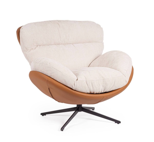 Sillón Giratorio Tapizado en Tela y Cuero Sintético ADINDA 0732239