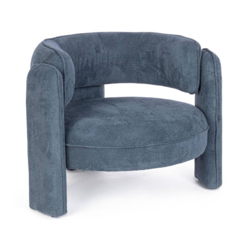 Sillón Tapizado en Tela Azul con Patas Metálicas AISHA 0735251