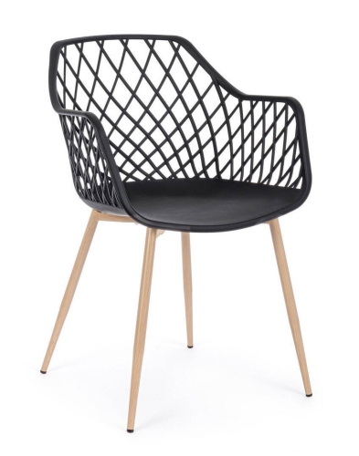 Silla de Comedor con Patas de Acero y Asiento PP OPTIK Negro 0733413