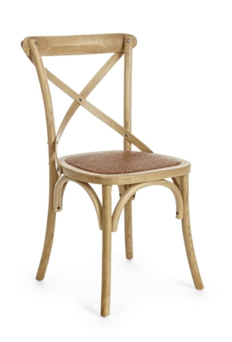 Silla de Comedor CROSS en Madera de Olmo Natural Marrón 0743654 0743654