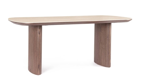 Mesa de Comedor Ovalada Nogal y Travertino EZEKIEL 0747349