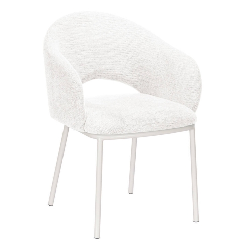 Silla de Comedor con Reposabrazos y Patas de Metal Blanco CAMILA DC-3110