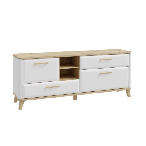 Módulo TV 2 Puertas y 2 Cajones Blanco y Roble WARDIOL WRDT233L-M982