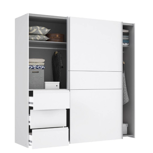 Armario 2 Puertas 3 Cajones en Blanco Mate con Cajonera Exterior W2QS323E71-120