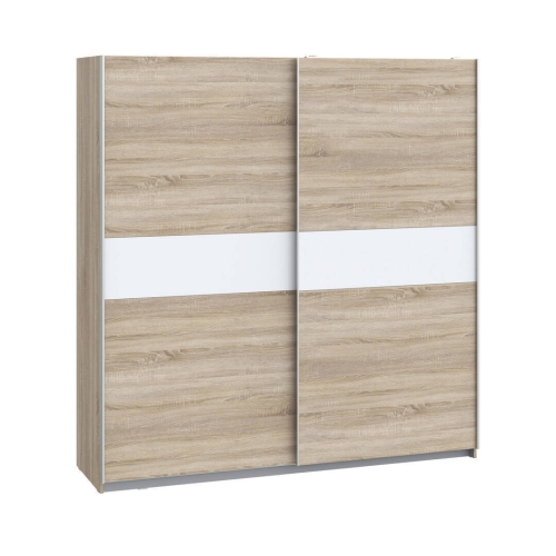 Armario de Dormitorio 200 cm 2 Puertas Correderas Blanco Roble Sonoma WNPS323E1-Q45