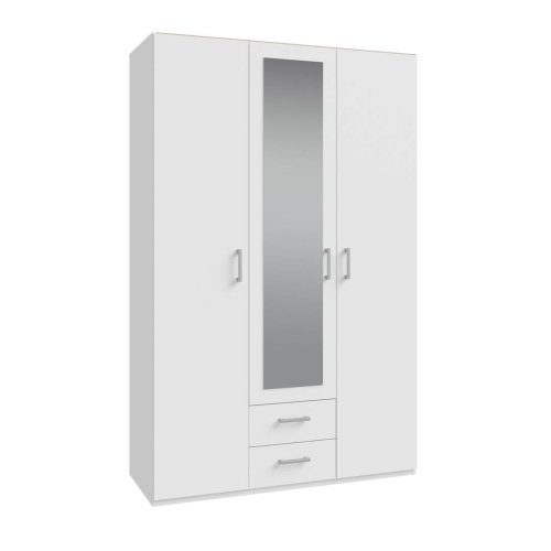 Armario de Dormitorio 2 Puertas con Espejo y 2 Cajones Blanco ECBS931-120