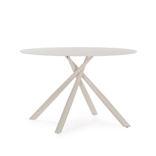 Mesa de Comedor Redonda de Cristal con Patas de Metal LEXA