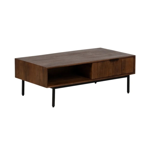Mesa de Centro de Madera de Mango con Huecos y Cajones 110 cm 612715