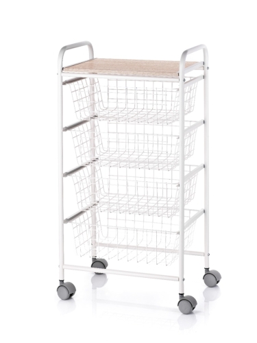 Carrito Verdulero con 4 Cestas Blanco/Haya FIESTA A000423