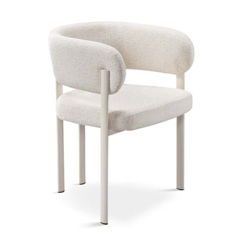 Silla Tapizada en Tela Gris con Patas Metálicas Blancas DUGAR DC-421