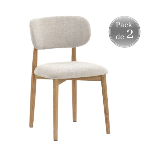 Pack de 2 Sillones de 46 cm Madera-Chenilla Blanca GABAR 11334/1