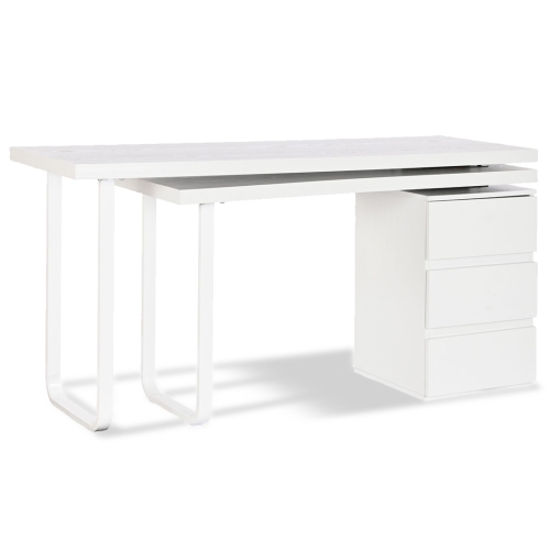 Escritorio de Oficina Blanco con 3 Cajones y Patas Metálicas MB-207704