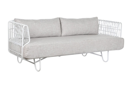 Sofá de Metal y Poliéster Blanco 180 cm MB-209871