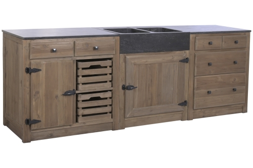 Mueble de Cocina con Piedra Sinterizada 236 cm MB-225996