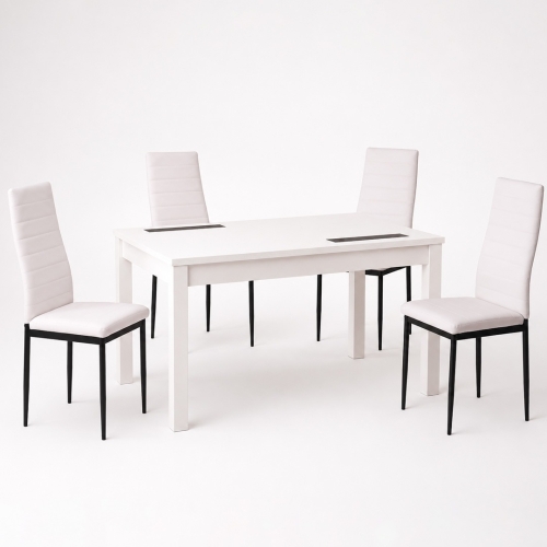 Conjunto Mesa Comedor con 4 Sillas Tapizadas LARA