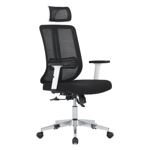 Silla de Oficina Ergonómica Tapizada en Rejilla Negra NEPTUNO