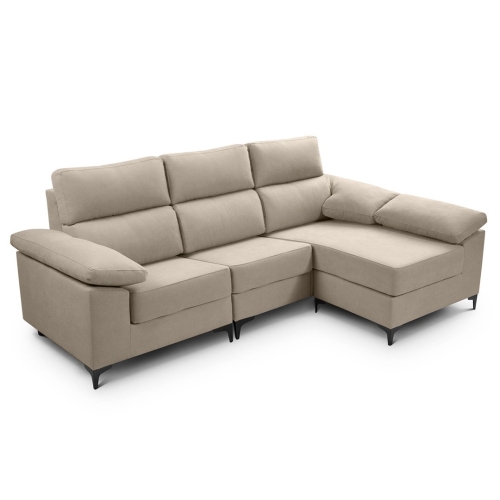 Sofá con Chaiselongue Reversible Tapizado en Tela Green DAMA