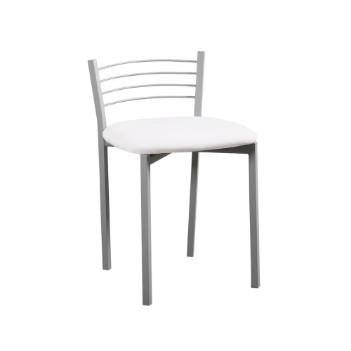Taburete de Cocina con Estructura Metálica y Polipiel Blanco
