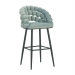 Taburete de Bar con Respaldo NIMPHA Color Azul de Terciopelo con Patas de Metal Negras 30-157