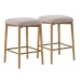 Juego de 2 Taburetes Tapizados Beige de Madera de Roble Natural GABAR 11684