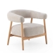 Sillón de Madera de Roble Natural Tapizado en Chenilla Blanca GABAR 11685