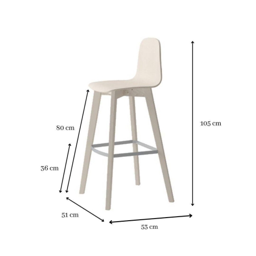 Taburete de 80 cm con Patas y Asiento de Madera de Haya DOLCE