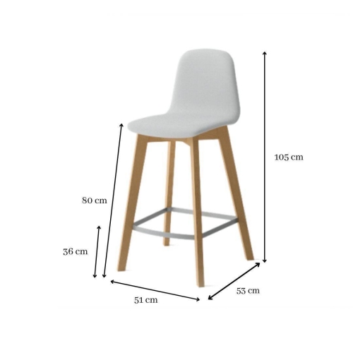 Taburete de 80 cm con Patas de Madera y Asiento Tapizado DOLCE