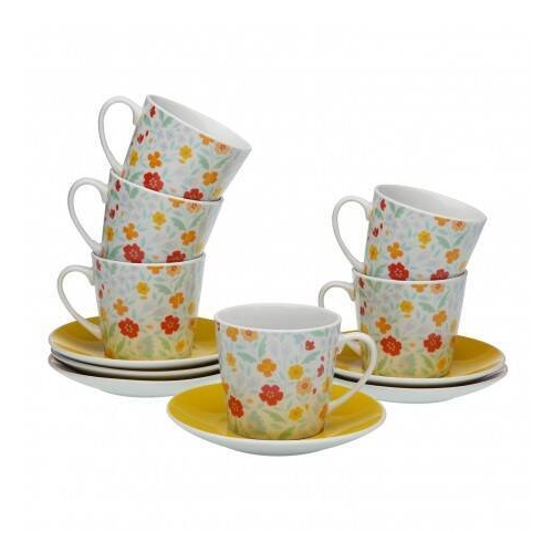 Juego de Té de Porcelana con 6 Tazas y Platos FLANDES 20090539