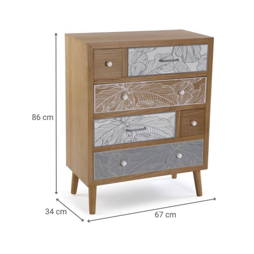 Cómoda de Madera MDF y Abeto de 3 cajones PALM GREY 21530115