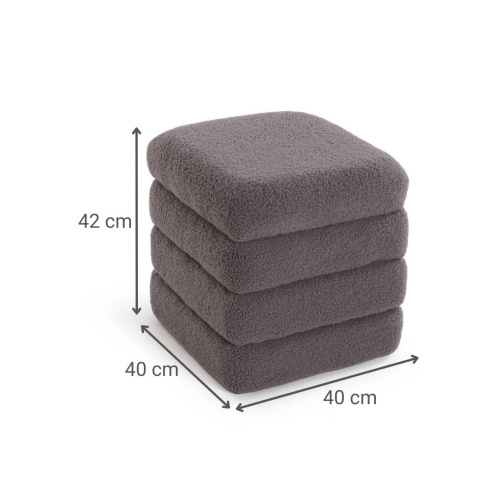 Puf Cuadrado Baúl Algodón-MDF Gris TEDDY 22670007
