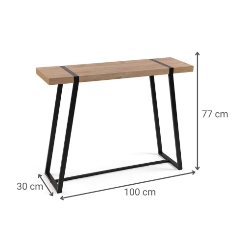 Consola Rectangular en MDF y Metal Negro 20880180