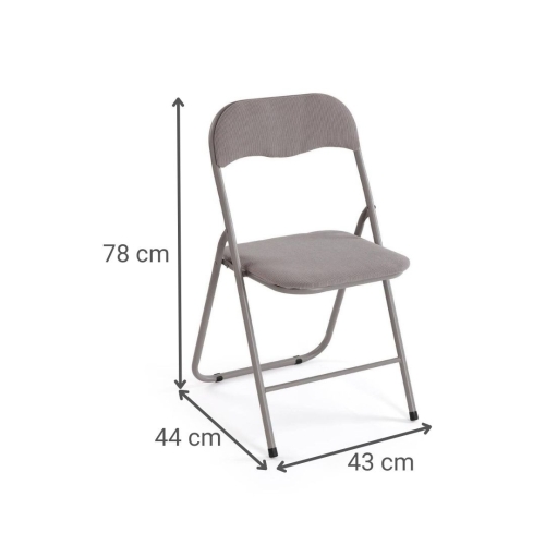 Silla Plegable Tapizada en Metal Gris LIRA CORDUROY 22930002