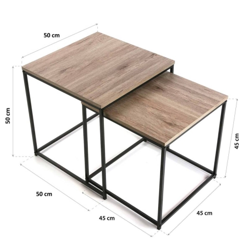 Mesas Auxiliares Set 2 de MDF y Hierro CAMBRIDGE 15810522