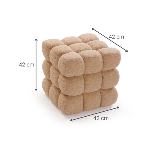 Puf Cuadrado Tapizado en Borreguito Beige HARNETT 42 cm 22640024