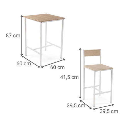 Set de Mesa con 2 Taburetes Madera y Metal 20880137