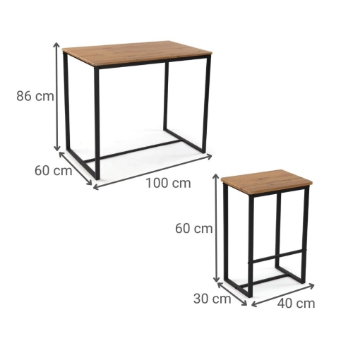 Set de Mesa con 4 Taburetes Madera y Metal 20880134