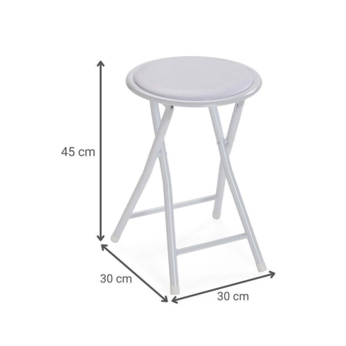 Taburete Plegable Metálico Blanco TOBY 30 cm 22930013